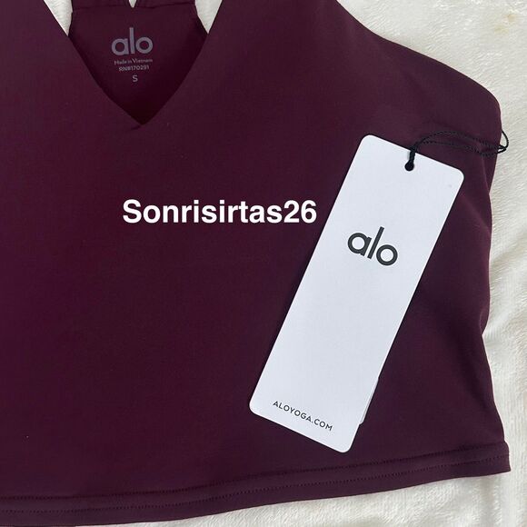 Alo Yoga Real Bra Tank - Burgundy Small Sold Out - Picture 3 of 10
